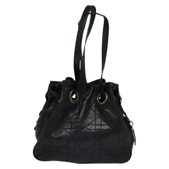 Christian Dior Canage Shoulder Bag Leather Black Gold Auth hk2058 - Picture 3 of 15